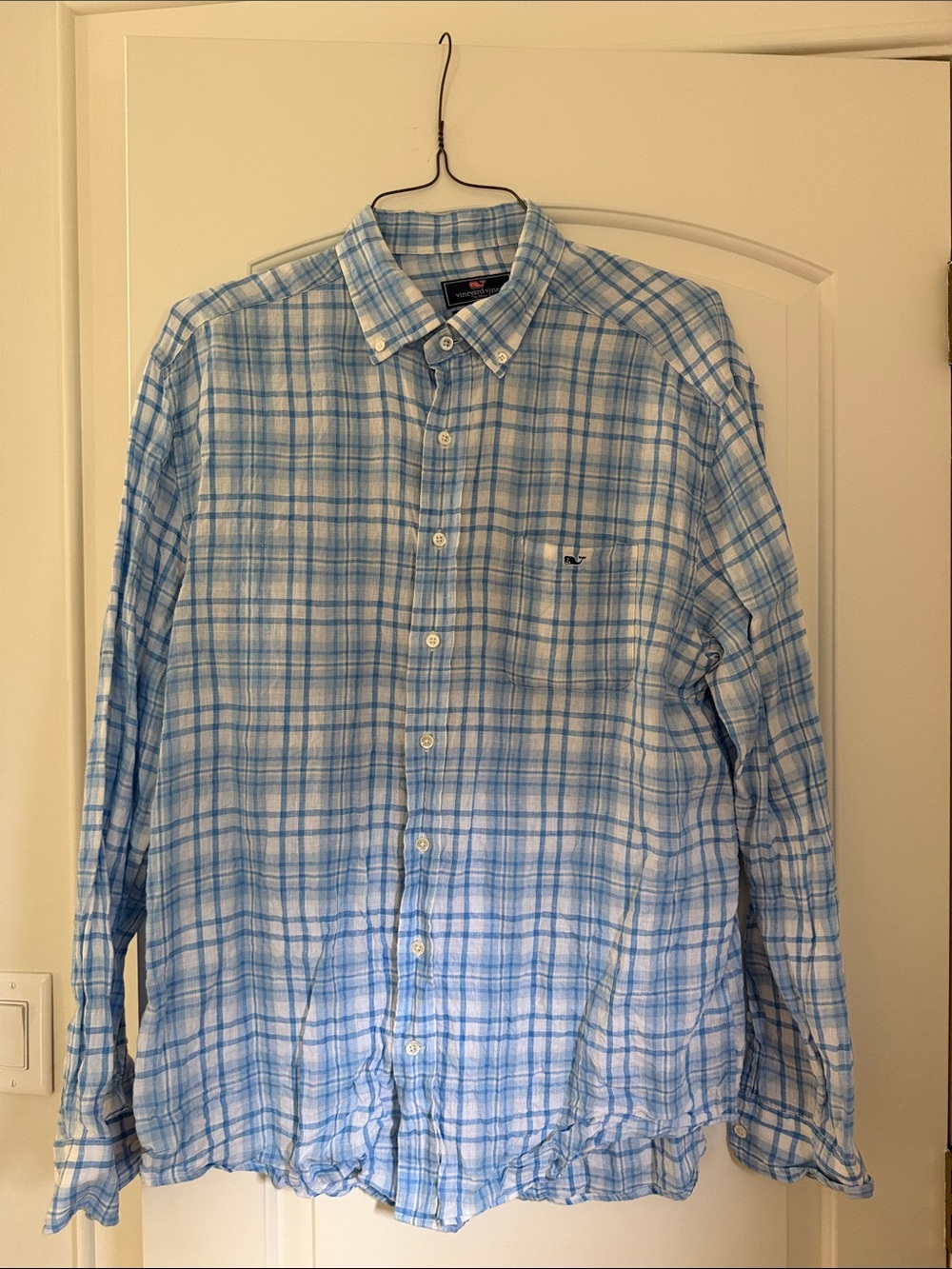 Vineyard Vines Light Blue & White Plaid Button-Down Shirt